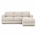 Sofa modułowa z szezlongiem z tkaniny sztruksowej beżowej 300x160x85 cm