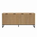 Bufet drewniany z metalową ramą w kolorze naturalnego dębu 200x45x80 cm