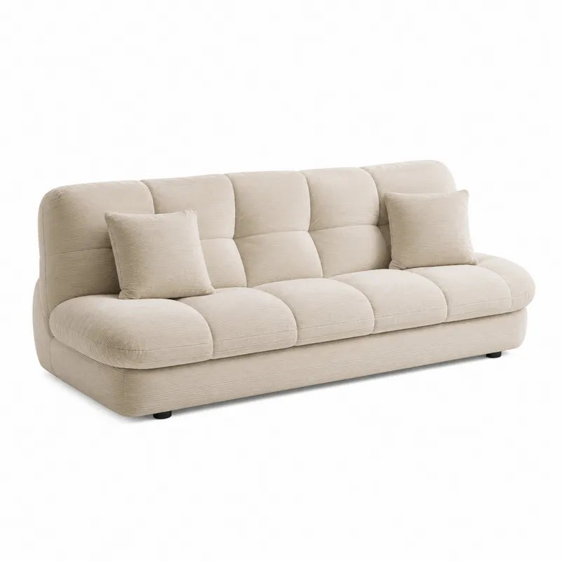 Sofa modułowa z tkaniny sztruksowej 3-osobowa beżowa 200 cm