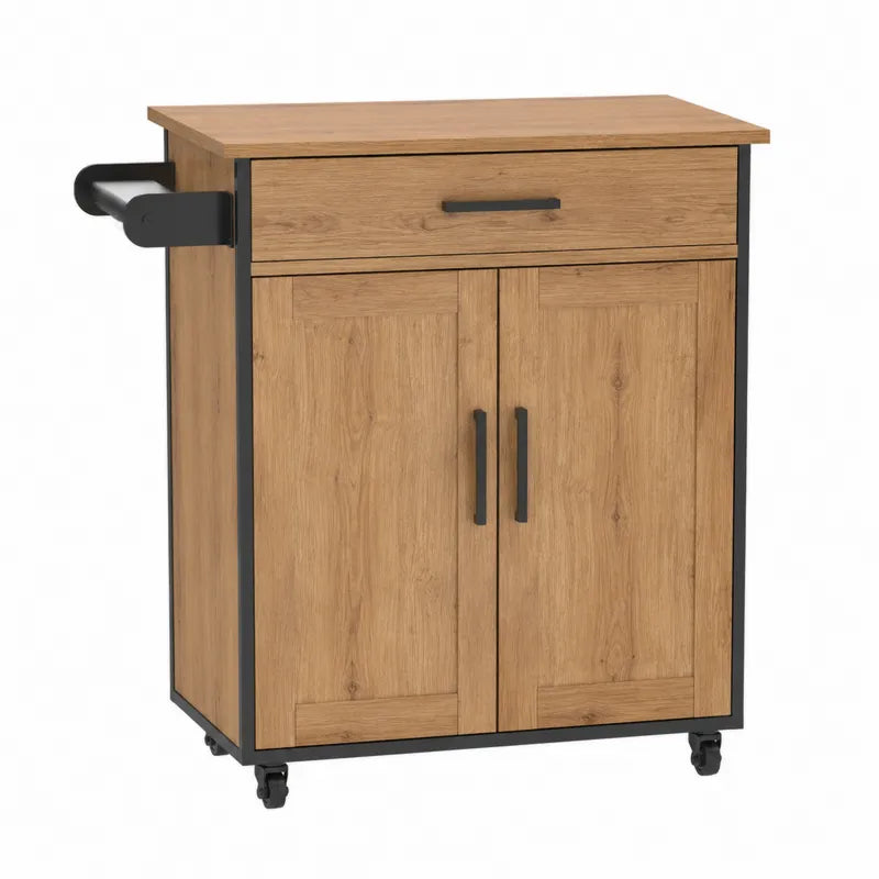 Wózek kuchenny z szufladą i szafką z płyty MDF i stal 78x45x90 cm