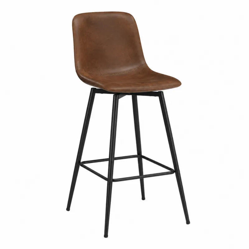 Hoker brązowy z ekoskóry z czarnym metalowym stelażem 105 cm