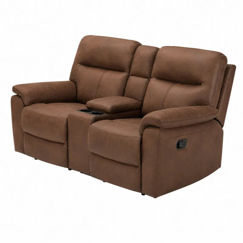 Sofa dwuosobowa z mikrofibry brązowa
