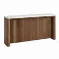 Konsola drewniana z marmurem Carrara 120x30x80 cm