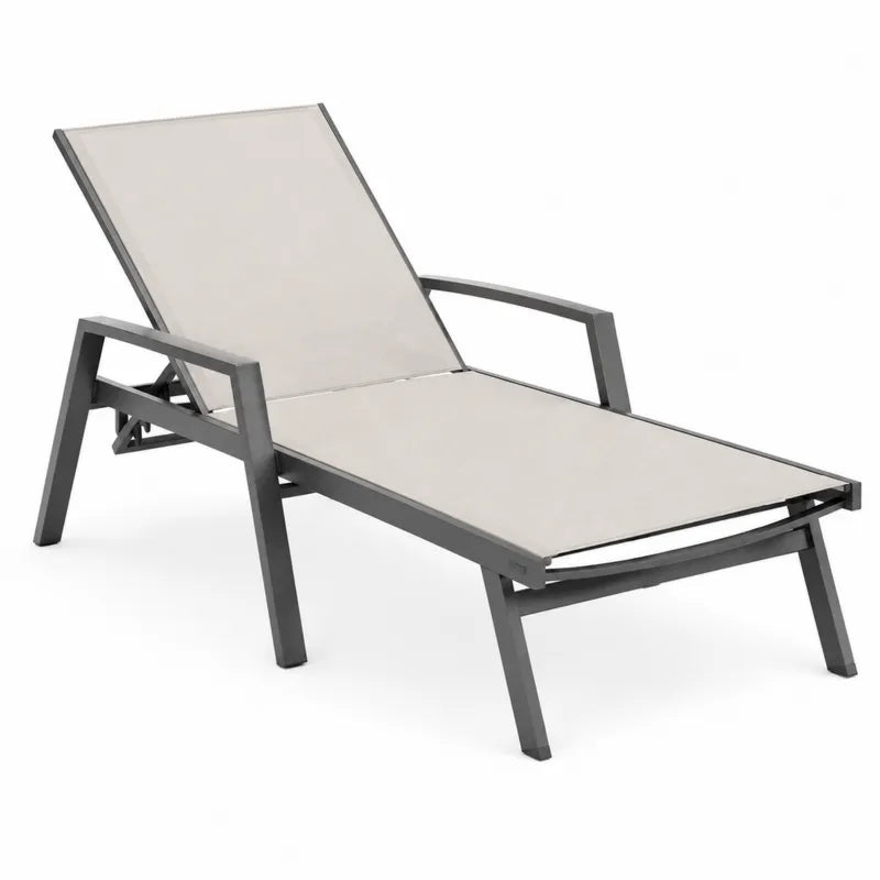 Leżak ogrodowy aluminiowy z poliestrem 196 cm szary/beżowy