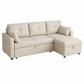 Modułowa sofa ze sztucznej skóry z funkcją spania beżowa