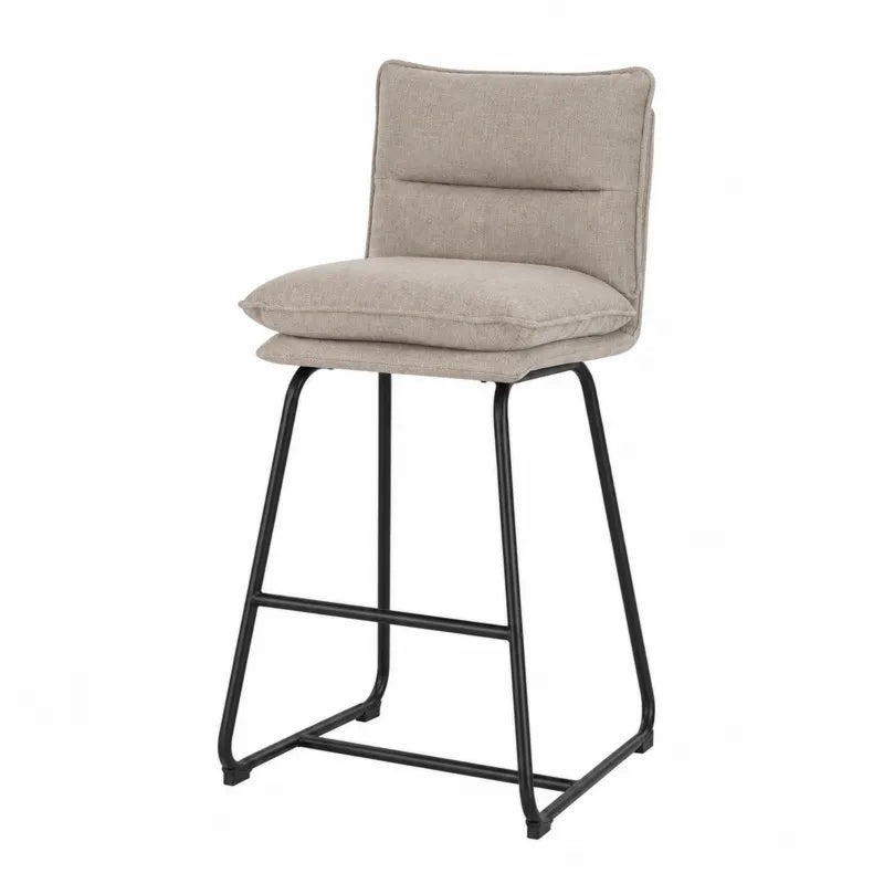 Stołek barowy tapicerowany tkaniną z metalowymi nogami 102 cm beżowy