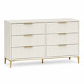 Komoda sześcioszufladowa z MDF i metalem, kremowy/złoty