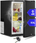 Cicha lodówka kempingowa SMETA 53L z zamkiem, 12V/220V, do przyczepy, samochodu i biura, czarna