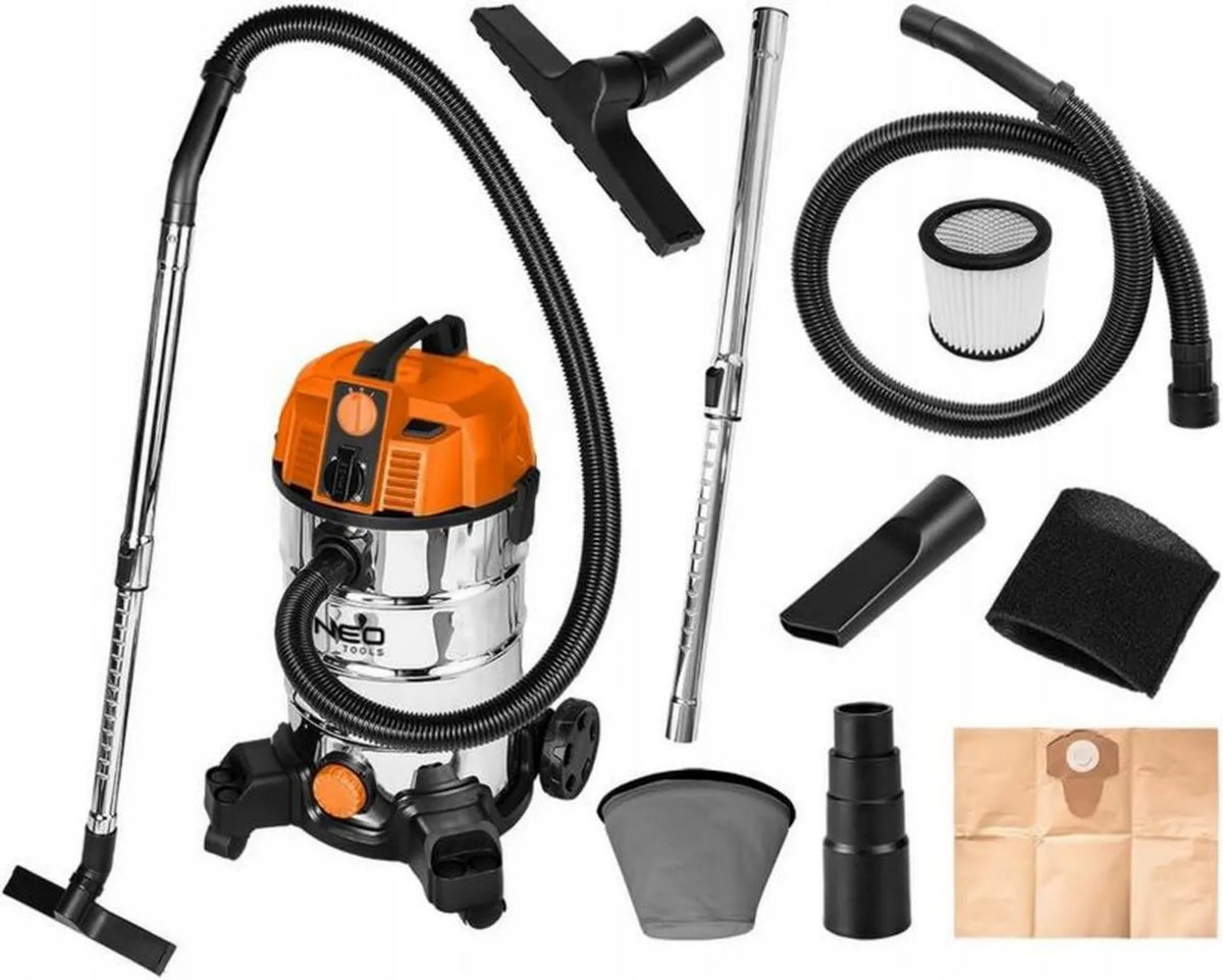 Odkurzacz NEO TOOLS 1600W, stal nierdzewna 35L, funkcja dmuchawy, gniazdko 1800W
