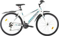 Velotec aluminiowy rower górski 26 cali, 18 biegów, V-Brake, dla kobiet i dziewcząt, wzrost 150-175 cm, biało-niebiesko-szary