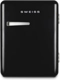 SWEISS WEISS9 Lodówka Retro Mini 31L, Cicha 24 dB, Regulowana 6-15°C, Czarna