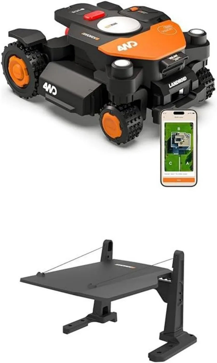 Worx Landroid Vision WR340E Kosiarka Robotyczna 4WD z Garażem dla 600m², Bezprzewodowa, Inteligentne Omijanie Przeszkód