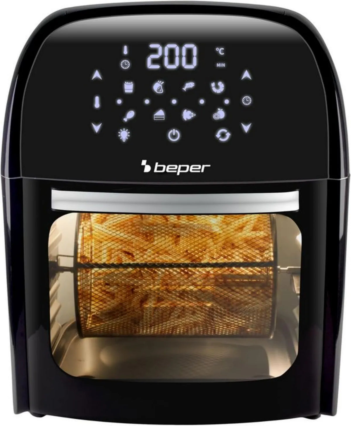 BEPER P101FRI012 Frytownica powietrzna 12L, 1800W, 8 programów, panel dotykowy, suszarka, czarna