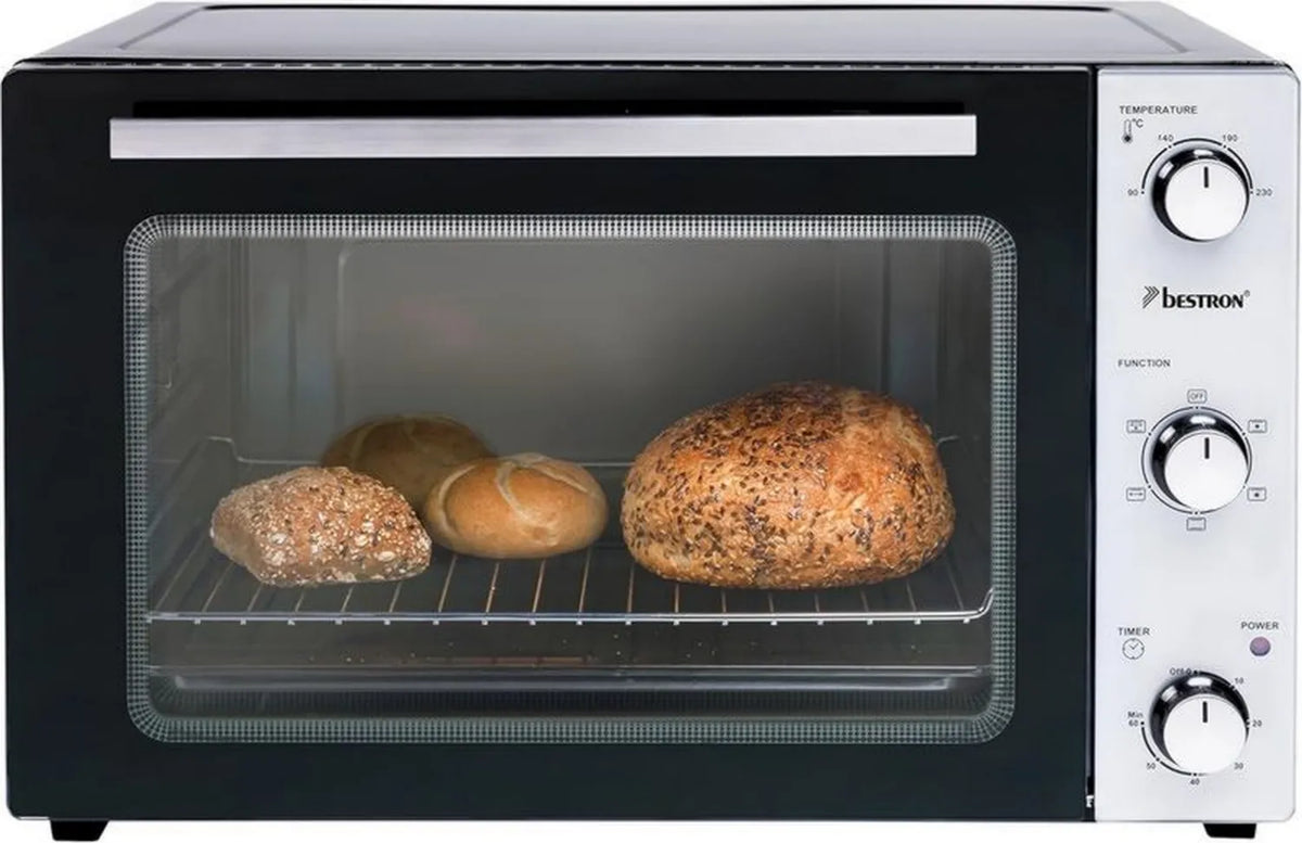 Mini piekarnik Bestron AOV55 z rożnem, 55L, 2000W, stal nierdzewna