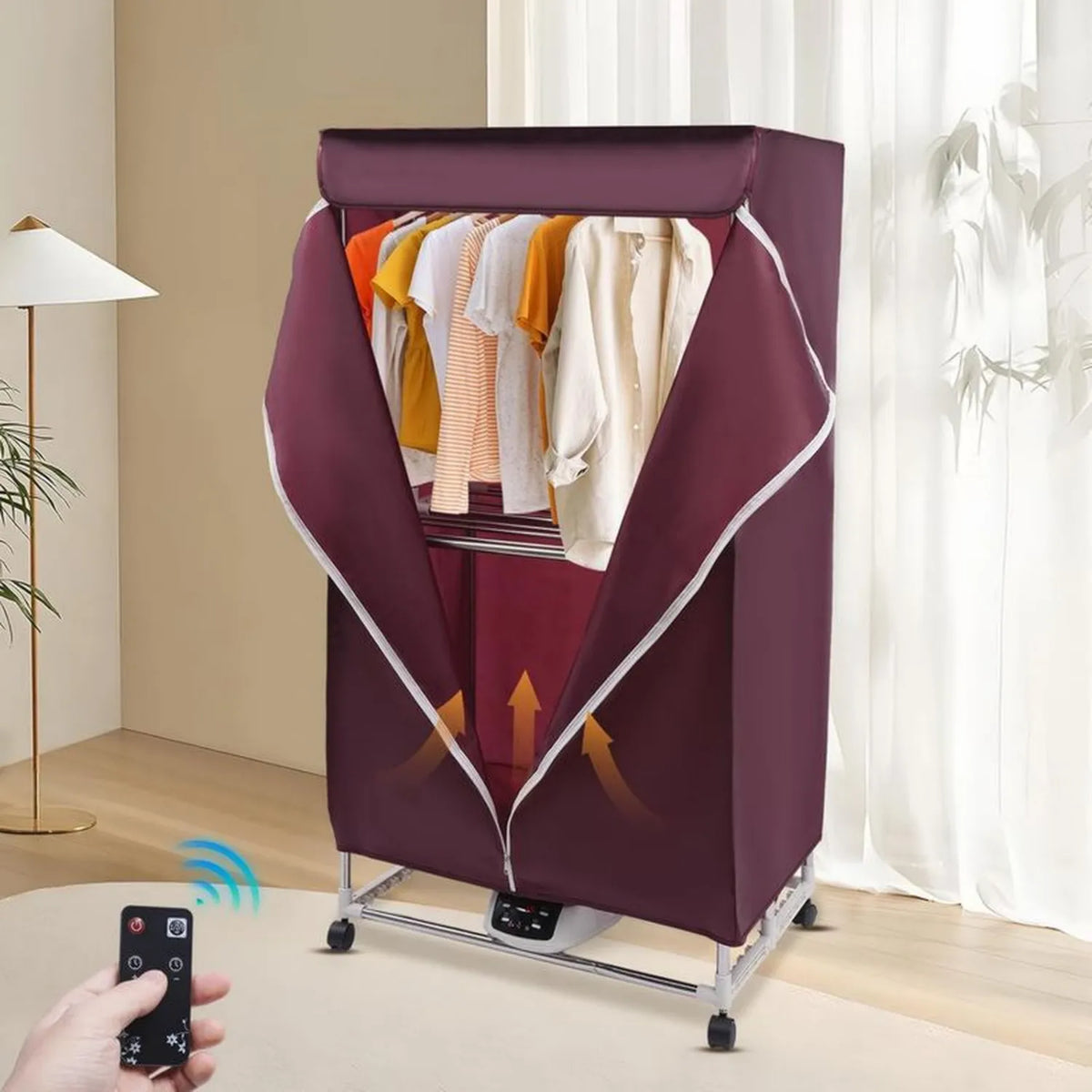 Składana przenośna suszarka do ubrań 1500W, 2-poziomowa z półką ze stali, 65 kg