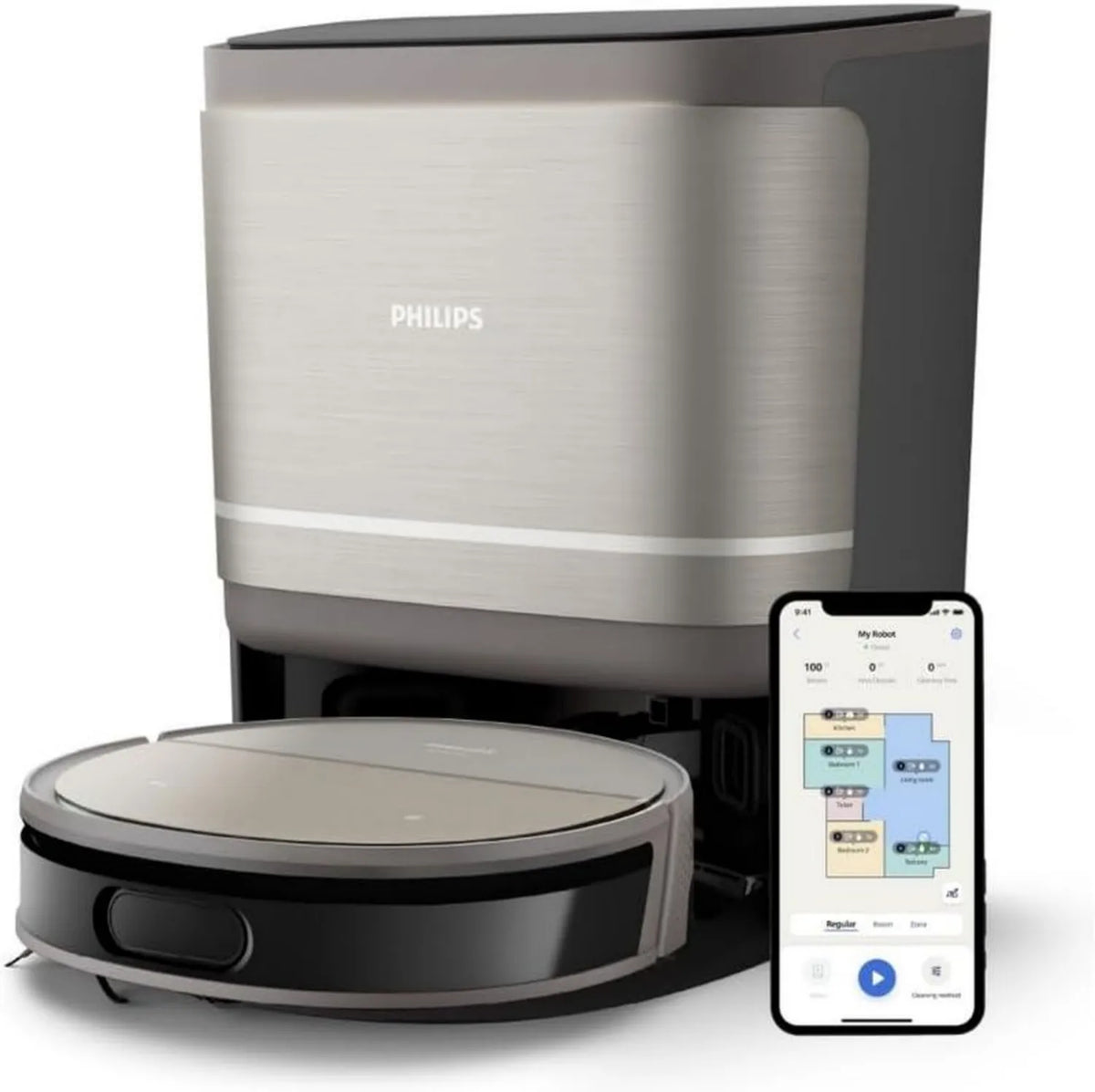 Philips Odkurzacz i Mop Robotyczny 9000 - Mocne Ssanie, Aktywne Mycie, Inteligentne Sterowanie