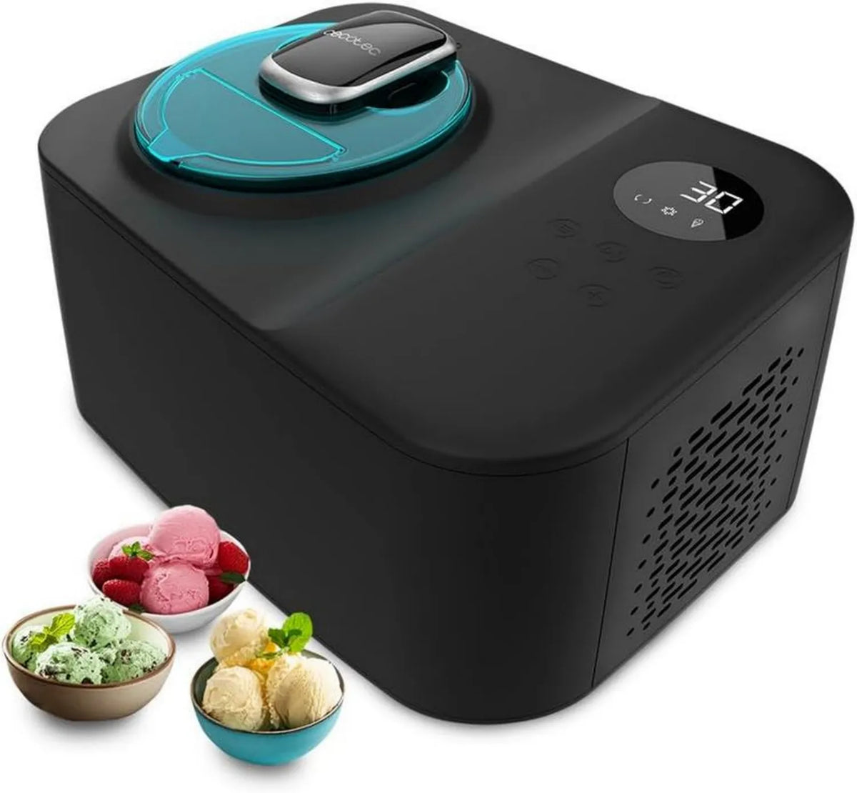 Cecotec Lodziarka Kompresorowa Gelacy 1500 Touch 1,5 L, 150 W z Ekranem Dotykowym i Szybką Automatyczną Produkcją Lodów