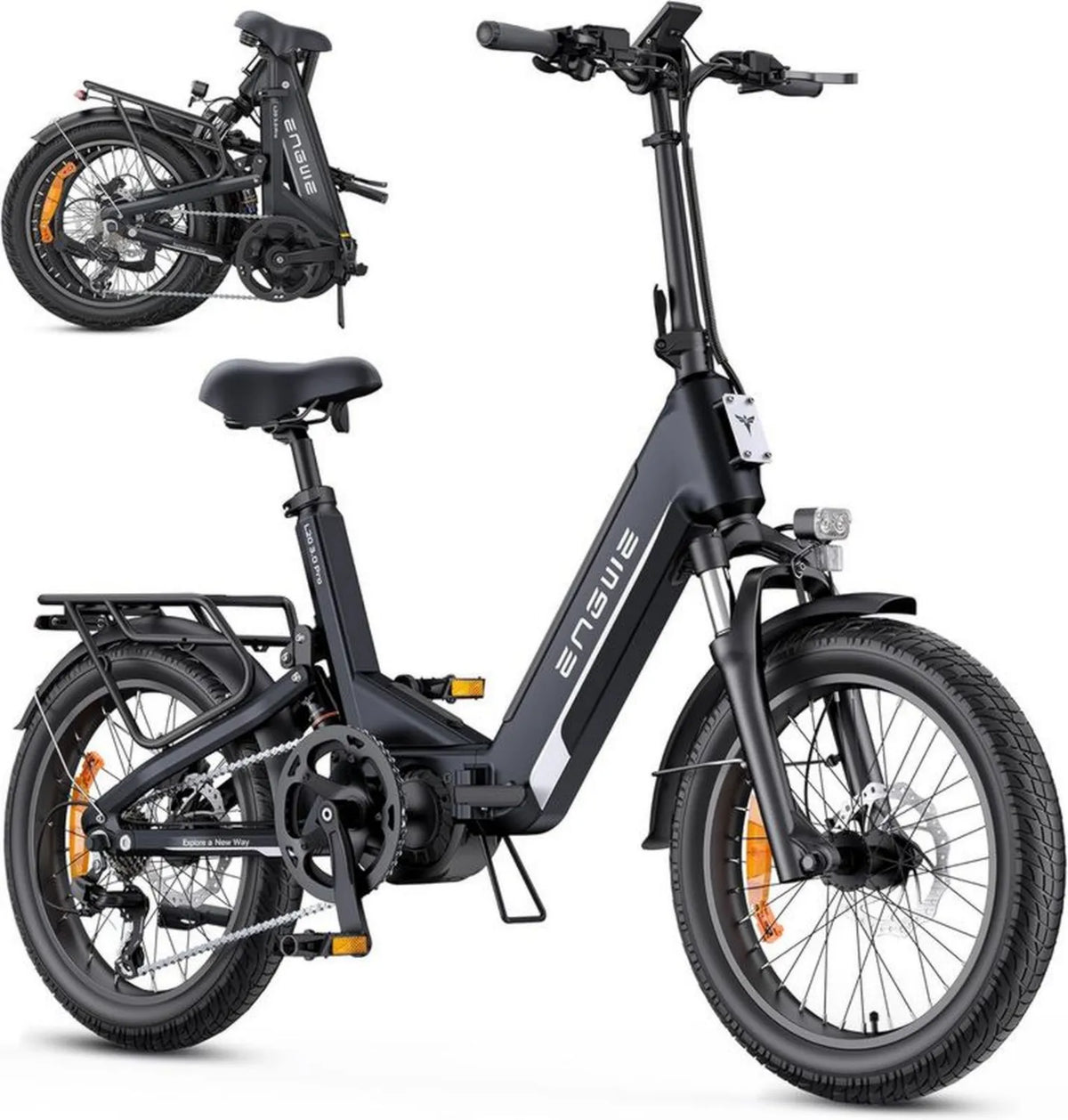 Elektryczny Rower ENGWE z Aplikacją, Bateria 48V 15Ah, Zasięg 160 km, Czujnik Torque i Hydrauliczne Hamulce, Opony 20 x 3.0, Szybkie Ładowanie