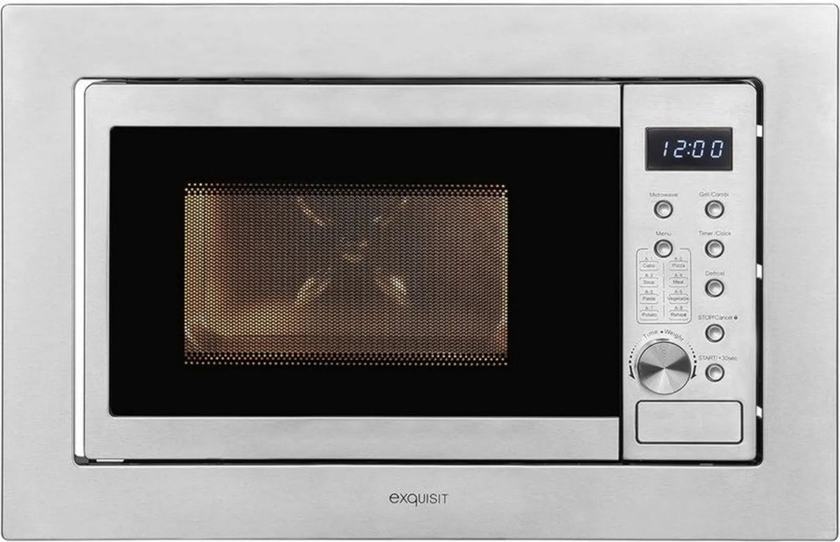 Mikrofalówka Exquisit 800W 20L z grillem, 8 programów, stal nierdzewna