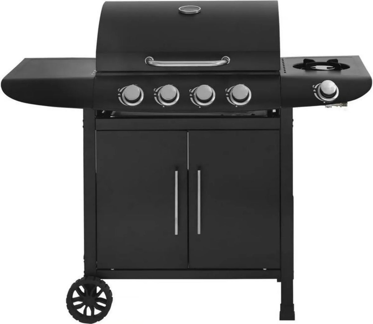 Grill gazowy z 5 palnikami, w tym boczny, 14,5 kW, kolor czarny