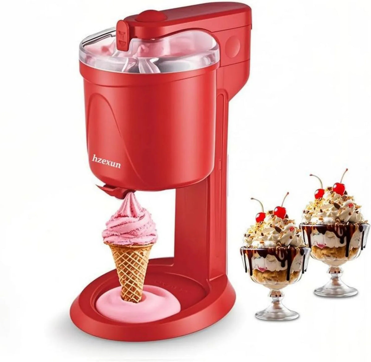 Mini maszyna do lodów i jogurtów, 1000 ml, 10 min, dom i biznes, czerwona