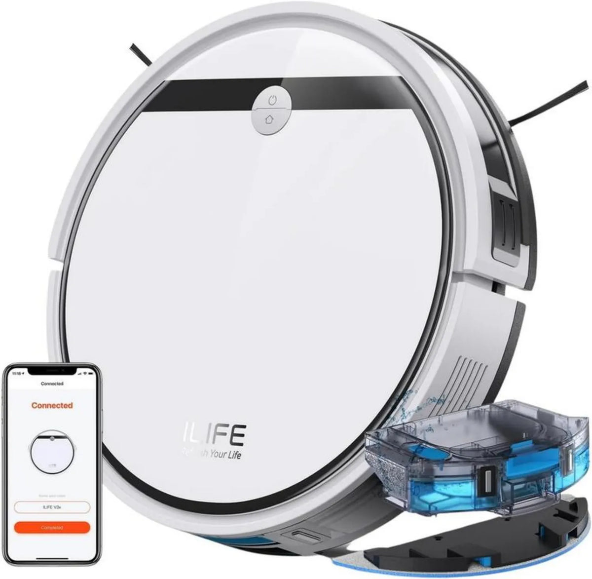 ILIFE V3x Robot Sprzątający z Mopem, Wysoka Moc Ssania, Wielofunkcyjne Czyszczenie, Przyjazny dla Zwierząt, Kompatybilny z Wi-Fi i Alexa