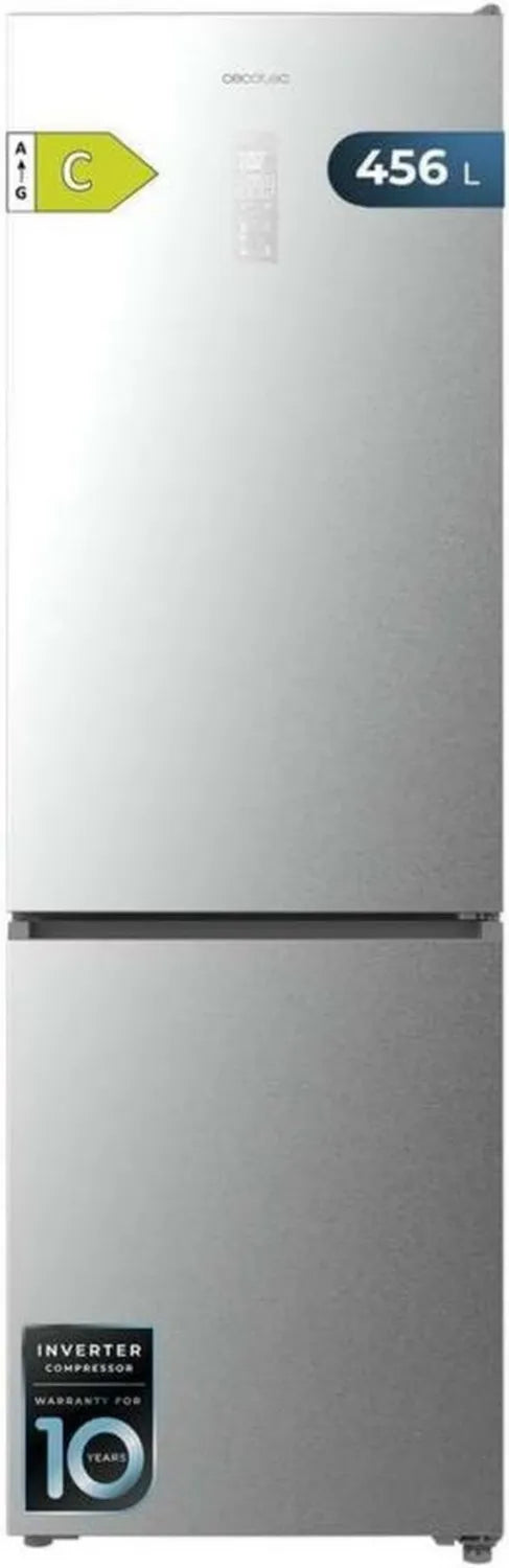 Cecotec Lodówka Combi 456L No Frost Inox, 201cm x 59,5cm, Inwerterowa, Energooszczędna