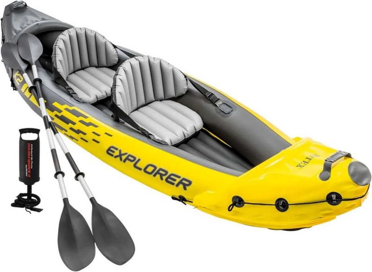Kajak dwuosobowy INTEX Explorer K2 z wiosłami i pompką