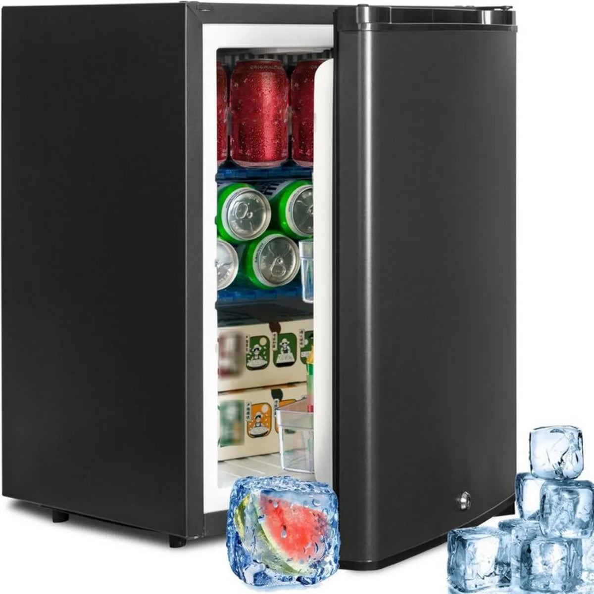 Lodówka kempingowa SMETA 40L, 12V/230V, cicha z zamkiem, drzwi odwracalne, czarna