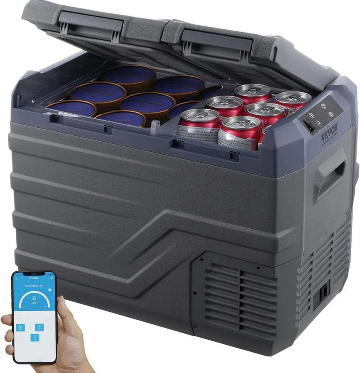 Przenośna lodówka kompresorowa VEVOR 32L, dwustrefowa, do samochodu i kempingu, 12/24V DC, 100-240V AC