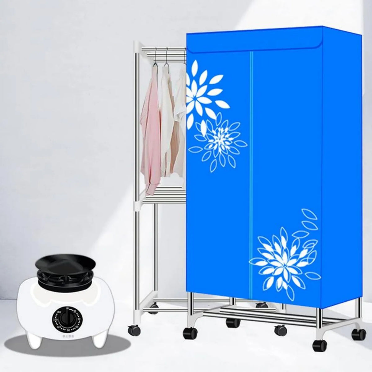 Elektryczna suszarka do ubrań 1100W, pojemność 15kg, stal nierdzewna, energooszczędna
