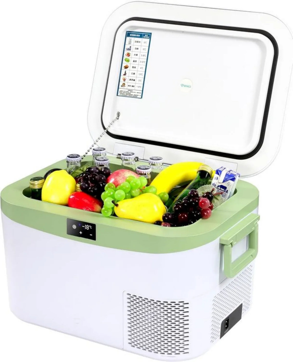 Kompaktowa lodówka samochodowa BINGI 12.8 l, szeroki zakres temperatur, zasilanie 12/24 V DC i 230 V AC