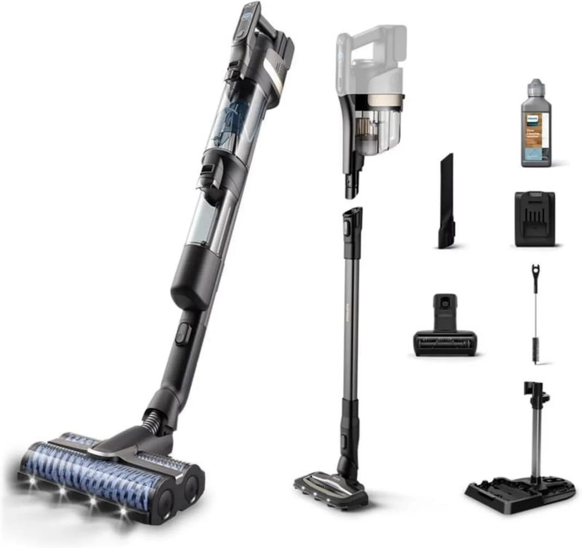 Philips AquaTrio 9000 - Bezprzewodowy odkurzacz 3w1 do mokrego i suchego czyszczenia, automatyczne czyszczenie, podwójna szczotka, czujnik LED