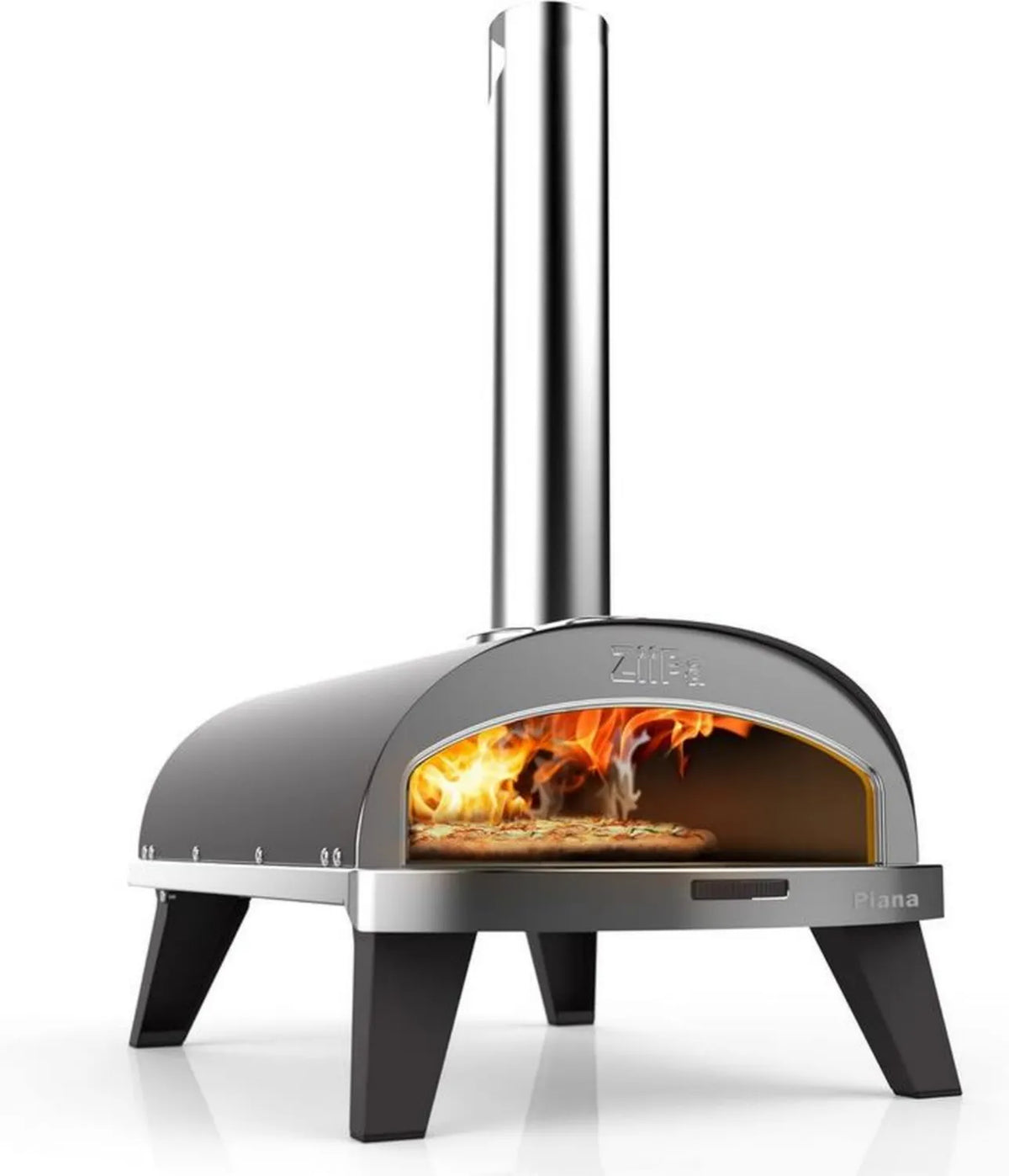 ZiiPa - Kompaktowy piekarnik do pizzy na pellet - Szybkie nagrzewanie w 20 minut - Obrotowy kamień Cordierite - 31.5 CM