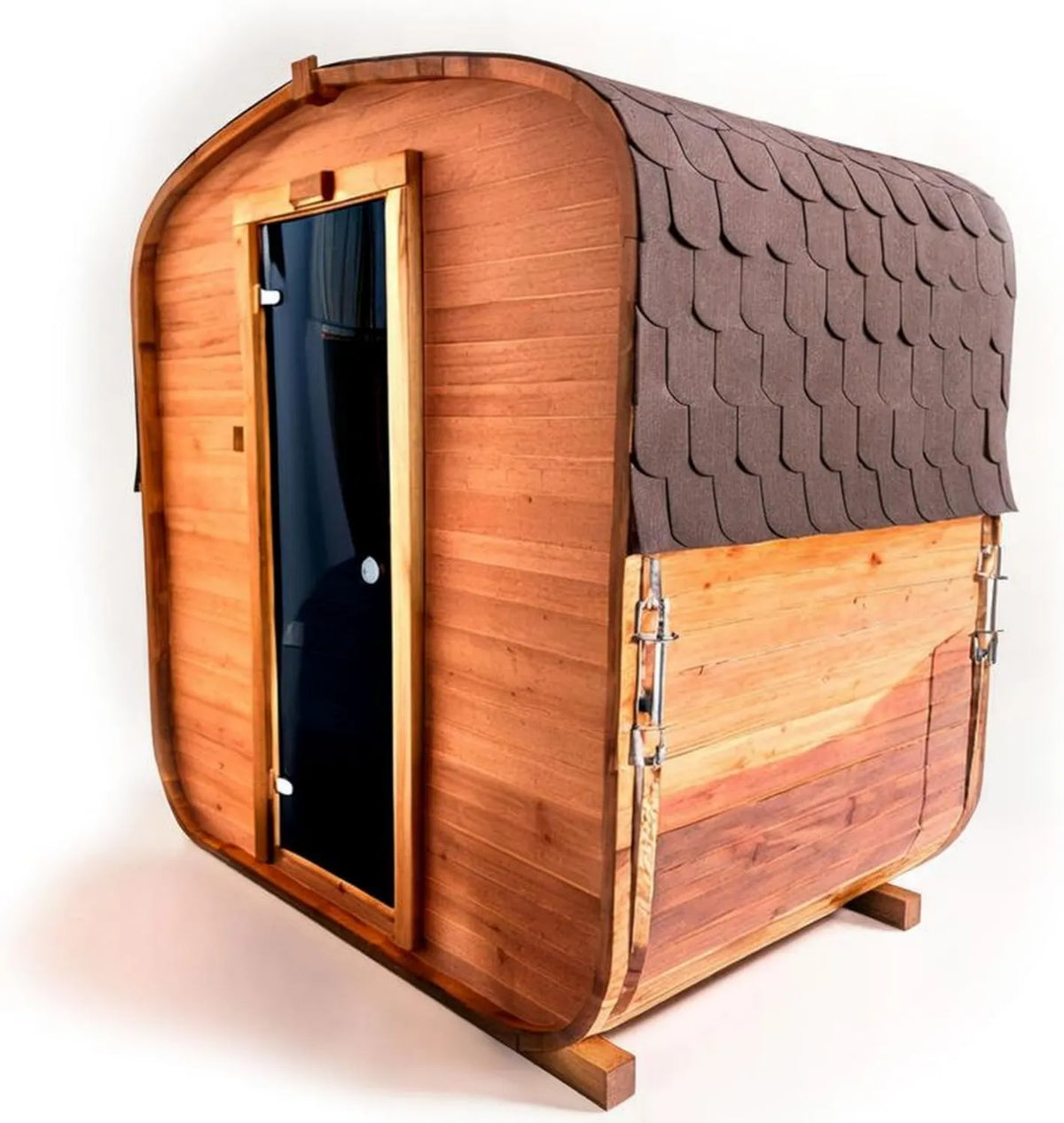 Sauna Ogrodowa QUADRO dla 2-3 osób, sucha i parowa, świerk skandynawski, dach antracytowy