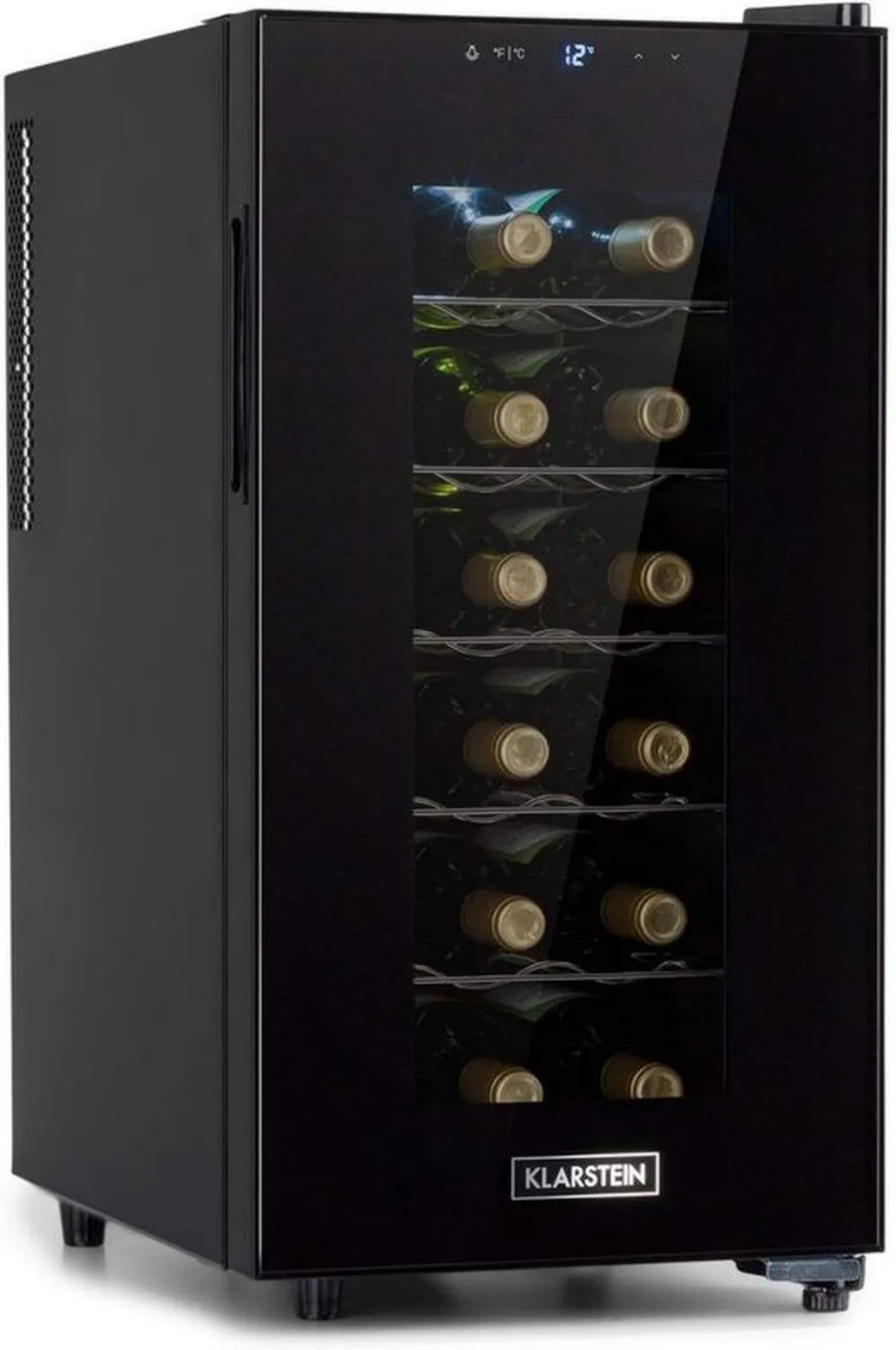 Lodówka na wino Klarstein Bellevin Uno 11-18°C, cicha 26dB, 5 półek, LED, UV, 52L, 18 butelek, czarna