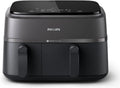 Philips Kosz Dwuosobowy AirFryer - zdrowe i szybkie gotowanie, idealna do pieczenia i grillowania, pojemność 9 l, technologia RapidAir, ekran dotykowy, dwie szuflady (NA350/00)