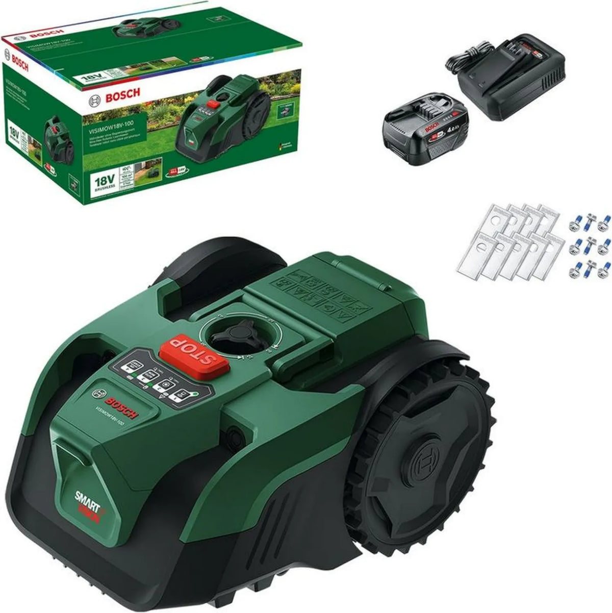 Bosch Akumulatorowy Robot Koszący 18V do Trawników 100 m², 16 cm Szerokość Cięcia