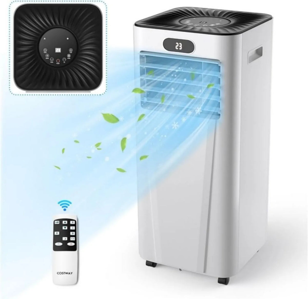 Wielofunkcyjny klimatyzator przenośny 4 w 1, 7000/9000 BTU, zdalne sterowanie, funkcja osuszania, 24h timer