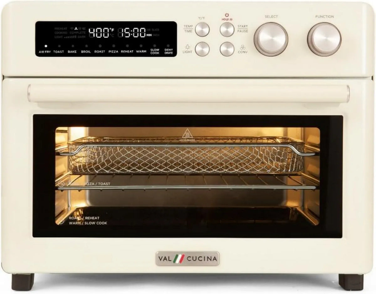 Wszechstronna frytkownica powietrzna VAL CUCINA - retro piekarnik konwekcyjny 10w1 z emaliowaną blachą