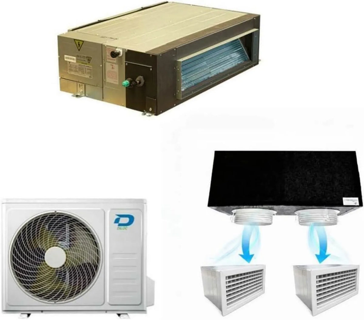 Klimatyzator kanałowy Diloc Over 9000 BTU Inwerter R32 A++ z Plenum 2 wyjścia - Pompa ciepła, Model D.OVER09CAN