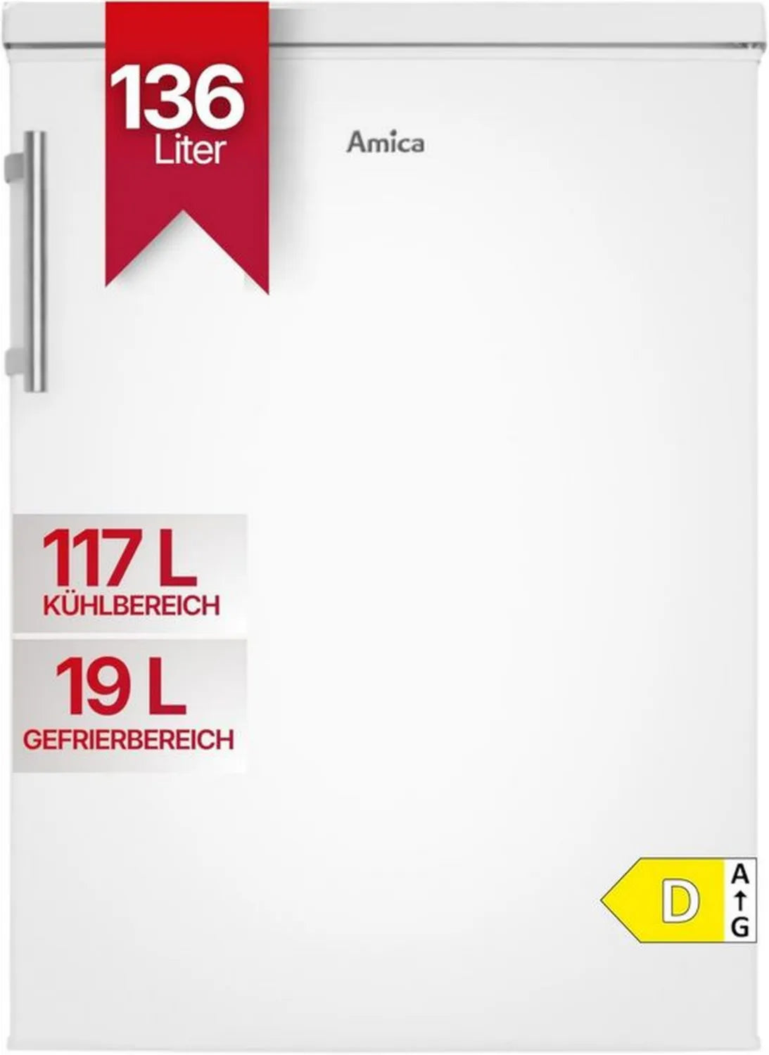 Amica KS 15915 W - Chłodziarko-zamrażarka wolnostojąca, biały, szkło, 135 l, SN-ST