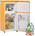 Chłodziarka retro z zamrażalnikiem, 38 L, żółty, energooszczędna, LED