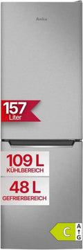 Amica KGCL 384 159 E lodówko-zamrażarka 157 l, stal nierdzewna, klasa energetyczna C, 47,4 cm szerokości, 144 cm wysokości, sterowanie elektroniczne