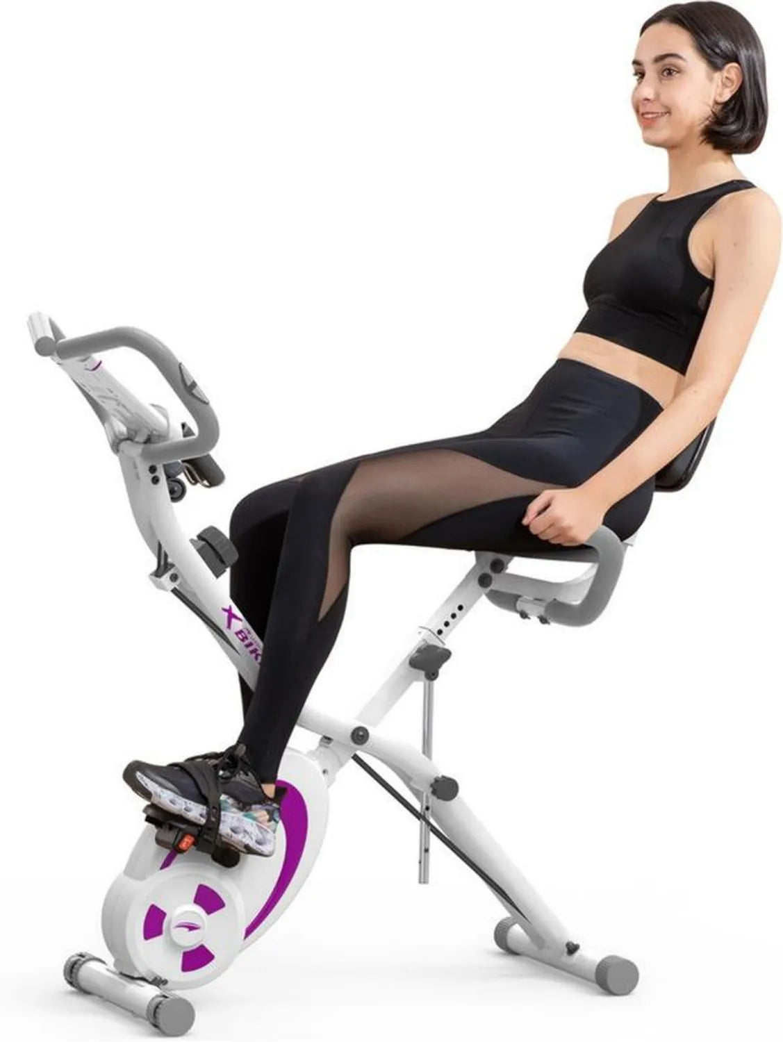 Składany rower treningowy Leikefitness z czujnikiem pulsu i monitoriem LCD