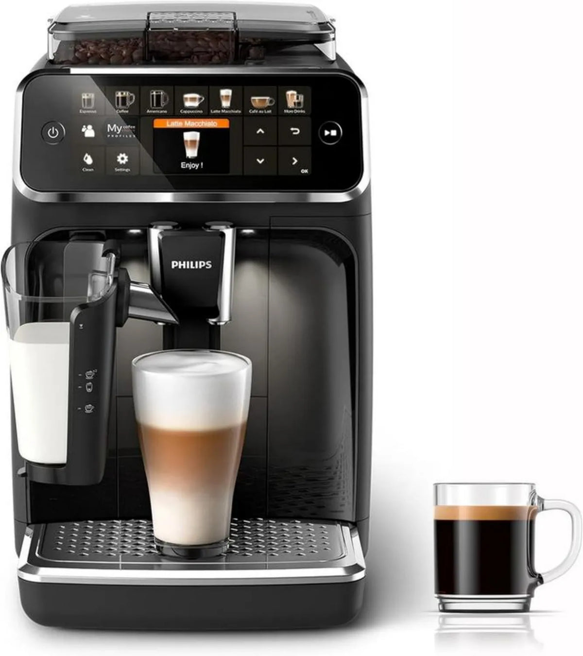 Philips 5400 Ekspres do Kawy z LatteGo, 12 Napojów, Intuicyjny Ekran, 4 Profile, Czarny (EP5441/50)