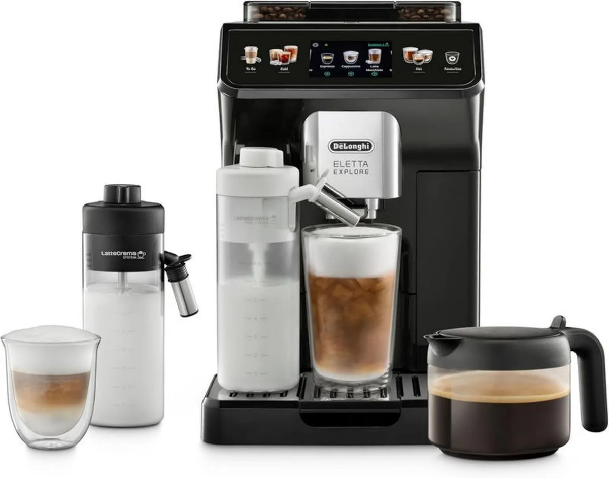 De'Longhi Eletta Explore Ekspres do Kawy, 1450W, Czarny, Aromatyczna Kawa