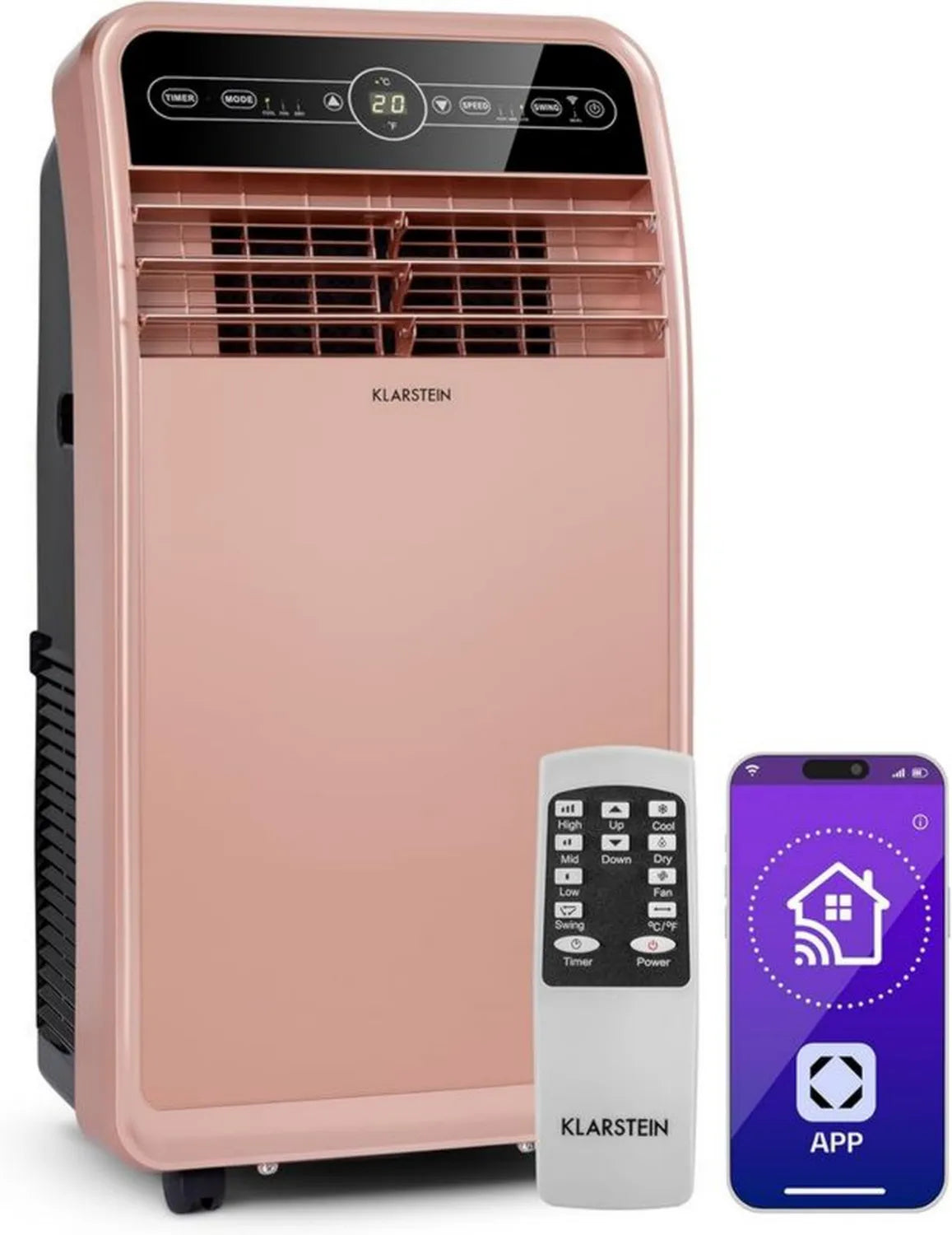 Klarstein Metrobreeze New York Smart - przenośny klimatyzator 3 w 1, WiFi, 12000 BTU, różowe złoto