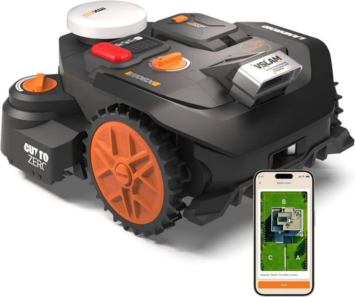 WORX Landroid Vision WR306E robot koszący 2WD, sztuczna inteligencja i nawigacja VSLAM, bez kabli, do 600 m²