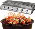 Przenośny grill gazowy Yakitori bezdymny, 6-palnikowy, do użytku zewnętrznego i wewnętrznego, powłoka nieprzywierająca